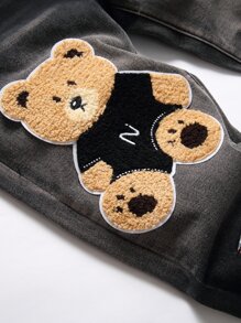 Quần Jeans Ống Thẳng Ôm Dáng Có Chi Tiết Miếng Dán Cho Nam - màu đen - Xem 4