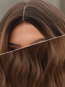 棕色短波波頭假髮16英寸中等部分短卷假髮適合女士合成假髮耐熱 - 棕色 - 查看 8