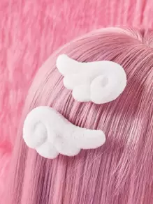 ROMWE Kawaii 2 件装翅膀装饰发夹，适合女孩日常发型休闲可爱爪夹发夹发夹