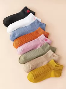 8pairs Heart Print Socks - Multicolor - View 1