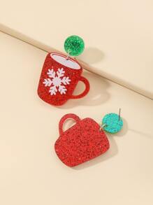 Andkiss Christmas Cup Decor Drop Earrings - Multicolor - View 2