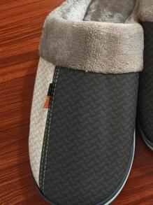 Men Color Block Bedroom Slippers - Grey - View 3