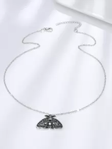 Moth Charm Necklace - Black - View 6