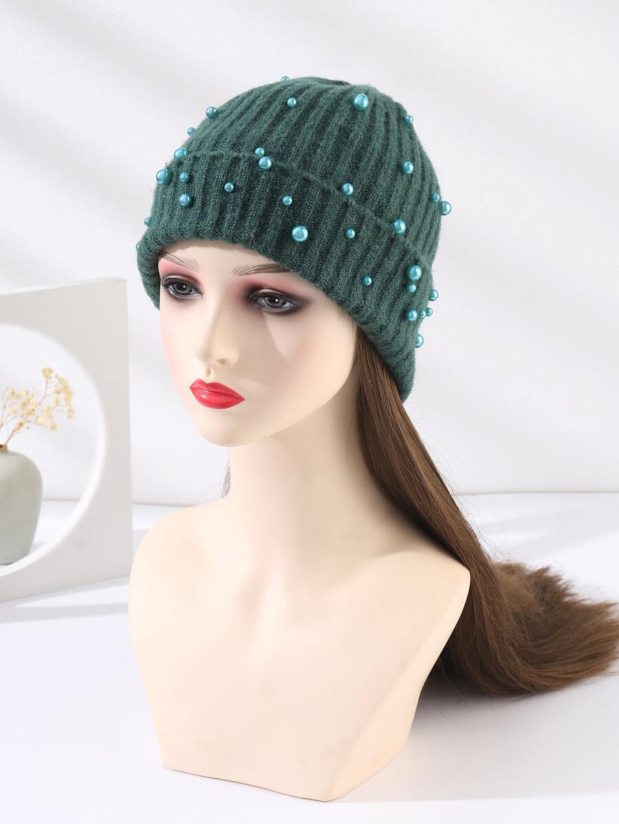 人造珍珠裝飾豆豆帽