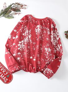 SHEIN Unity Thêm 1 áo nỉ in hình Giáng sinh cho mùa thu. - Đỏ và trắng - Xem 2