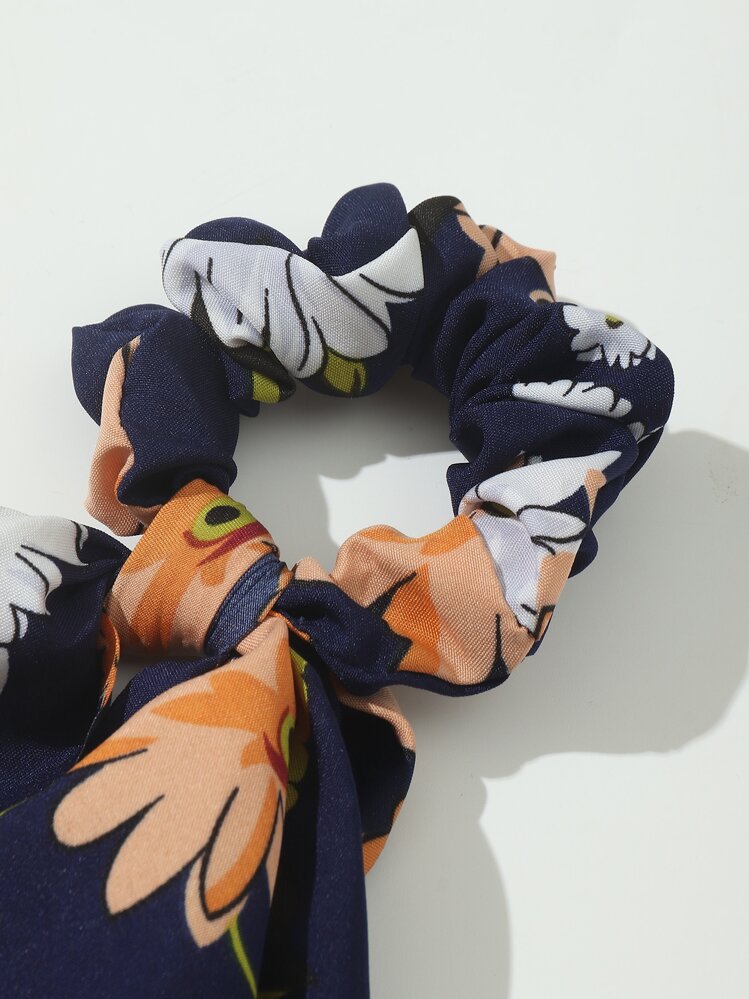 Flower Print Scarf Hair Tie - Multicolor - View 5
