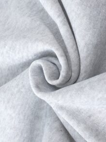 SHEIN EZwear Plus Letter Graphic Thermal Lined Sweatshirt - Grey - View 4