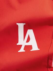 ROMWE MEN Prep 男士字母圖案束口腰褲 - 紅色 - 查看 5