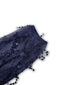 YISIKADO 交疊領自綁腰帶亮片連衣裙