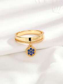 1 件 18k 镀金方晶锆石吊坠戒指，适合日常佩戴 - 金黃色 - 查看 1