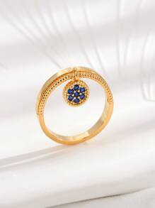 1 件 18k 镀金方晶锆石吊坠戒指，适合日常佩戴 - 金黃色 - 查看 3