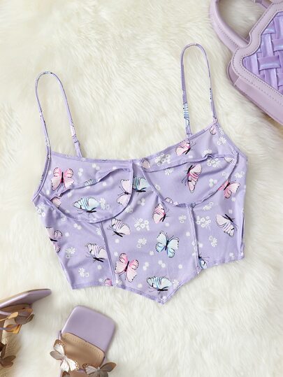Top de tirantes pañuelo con estampado de mariposa