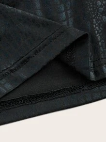 SHEIN ICON Crocodile Embossed Backless PU Halter Top