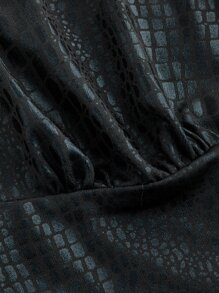 SHEIN ICON Crocodile Embossed Backless PU Halter Top