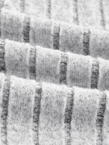 SHEIN EZwear 纯色圆领罗纹针织休闲短款灰色T恤 - 淺灰色 - 查看 3