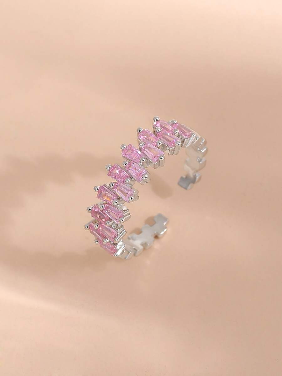 Anillo abierto zirconia cúbica - Rosa - Ver 1
