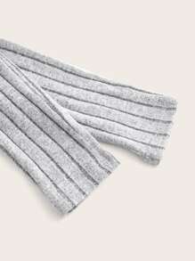 SHEIN EZwear 纯色圆领罗纹针织休闲短款灰色T恤 - 淺灰色 - 查看 4