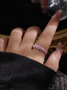 Anillo abierto zirconia cúbica - Rosa - Ver 2