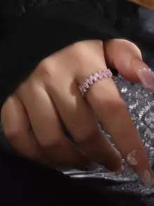 Anillo abierto zirconia cúbica - Rosa - Ver 3