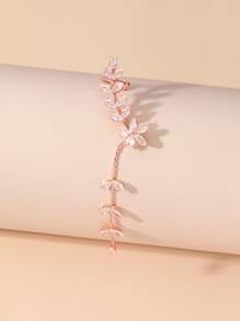 1入組方晶鋯石花朵裝飾耳環 - 玫瑰金 - 查看 2