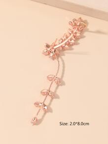 1入組方晶鋯石花朵裝飾耳環 - 玫瑰金 - 查看 3