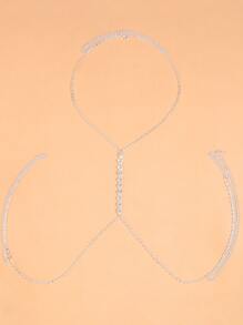 水鑽裝飾身體鏈 - 銀色 - 查看 2