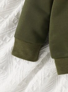 Baby Boy Letter Graphic Sweatshirt - Army Green - View 3