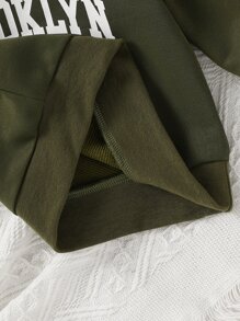 Baby Boy Letter Graphic Sweatshirt - Army Green - View 4