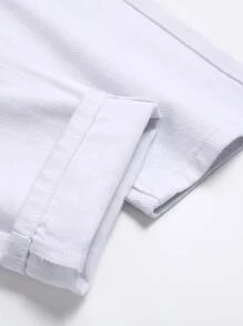 男士破洞修身直筒牛仔裤 - 白色 - 查看 5