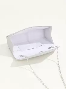 1pc Mini Glittering Chain Strap Sparkling Pleated Shimmer Clutch Bag Ideal For Wedding Party Evening
