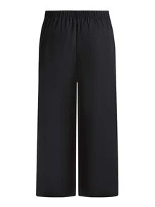 Plus Solid Wide Leg Trousers - Black - View 2