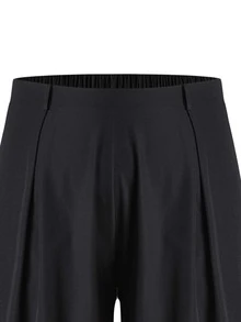 Plus Solid Wide Leg Trousers - Black - View 3