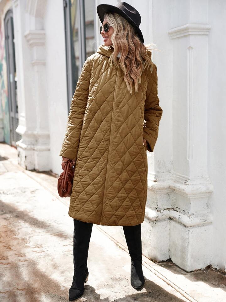 Lenina ♥ HALEY quilted duck down padding /追跡付 Long padded jacket with hood