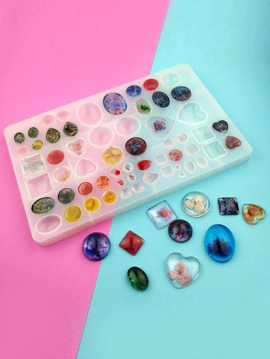 1pc Heart & Geometric Shaped DIY Silicone Mold - White - View 1