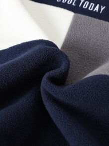 Boys Letter Embroidery Colourblock Sweatshirt Without Shirt - Navy Blue - View 5