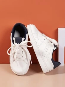 男孩拼接面前綁帶板鞋 - 白色 - 查看 7