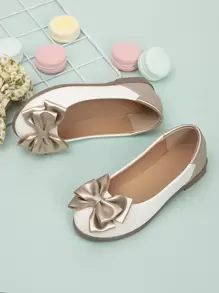 女孩蝴蝶結裝飾芭蕾舞鞋 - 金色 - 查看 2