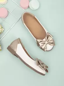 女孩蝴蝶結裝飾芭蕾舞鞋 - 金色 - 查看 4