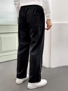 Manfinity Hombres Pantalones con bolsillo oblicuo - Negro - Ver 2