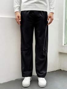 Manfinity Hombres Pantalones con bolsillo oblicuo - Negro - Ver 5