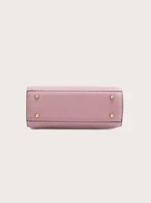 Pom-pom Decor Scallop Trim Satchel Bag