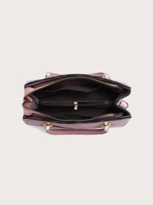 Pom-pom Decor Scallop Trim Satchel Bag