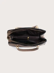 Pom-Pom Decor Scallop Trim Satchel Bag, Mother's Day Gift For Mom