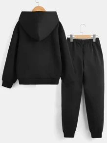 SHEIN Explorewe Bộ hai mảnh Gái Slogan Loại bướm Giải trí - màu đen - Xem 2