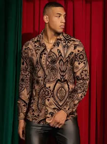 Manfinity VCAY 男士佩斯利印花襯衫