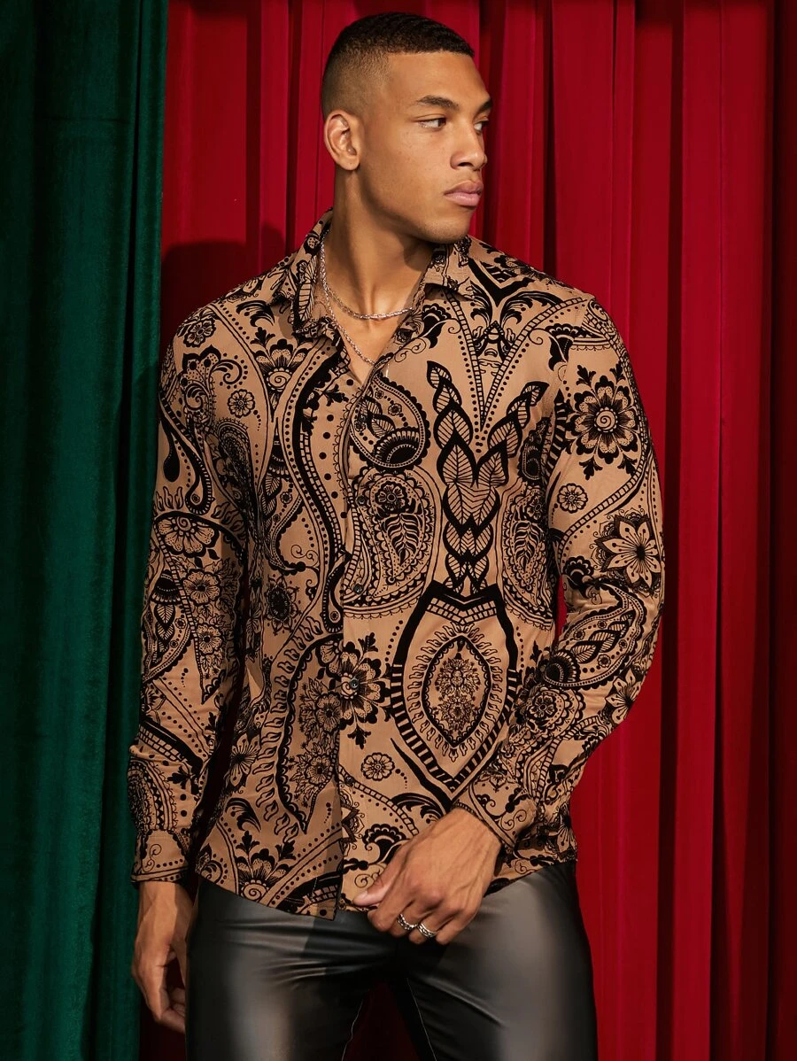 Manfinity VCAY 男士佩斯利印花襯衫