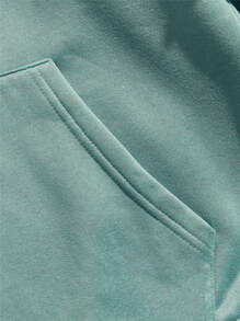 GENTILAND Men Slogan Graphic Drawstring Thermal Lined Hoodie - Mint Green - View 4