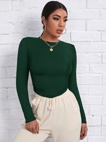 SHEIN Essnce Top unicolor fruncido lateral - Verde Oscuro - Ver 6