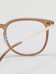 Square Frame Women's Fashionable Design Glasses - Brown - View 4