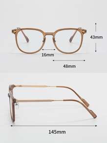 Square Frame Women's Fashionable Design Glasses - Brown - View 5